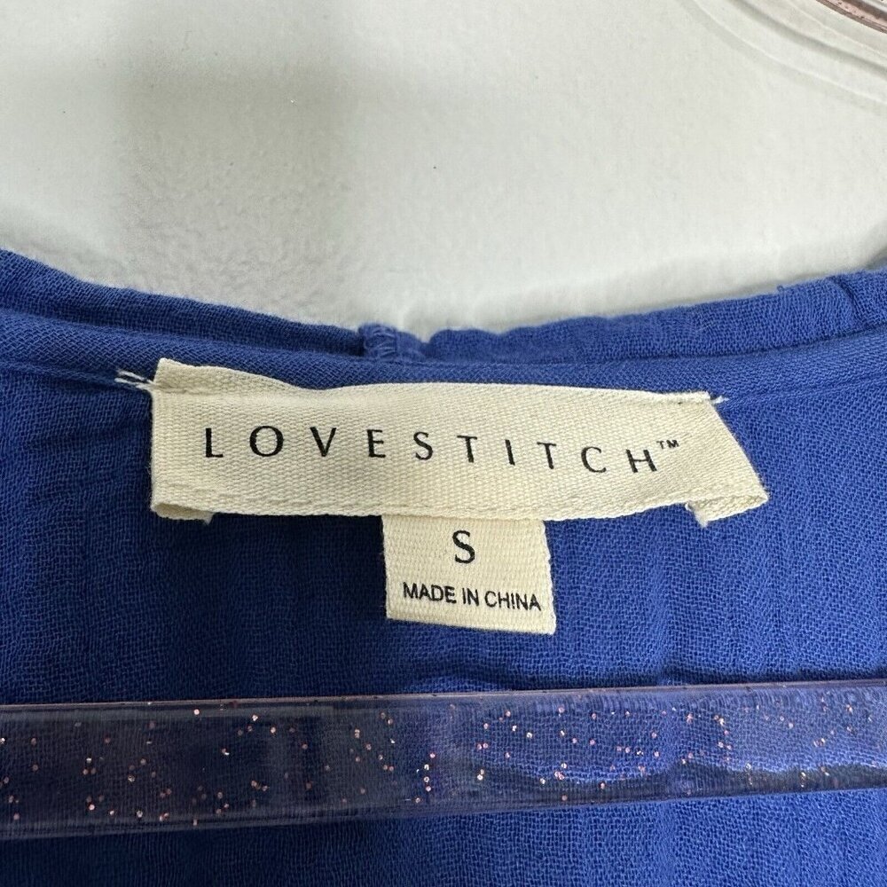 Lovestitch Gauze Hooded Top Blue Womens Size S Cropped Beach Cotton Long Sleeve - Picture 5 of 10